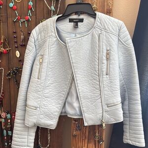 Forever 21 Gray Leather Jacket Quilted Design